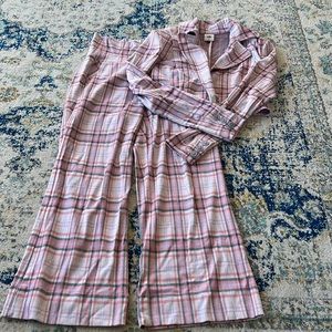 Cabi pink plaid cropped blazer and pants suit set size xs